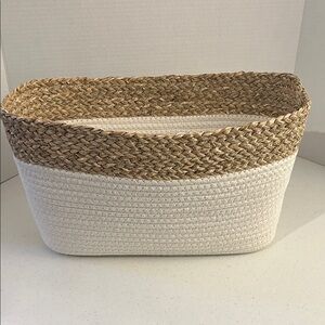 Two-Tone Woven Storage Basket 14”Lx10”Wx8”H